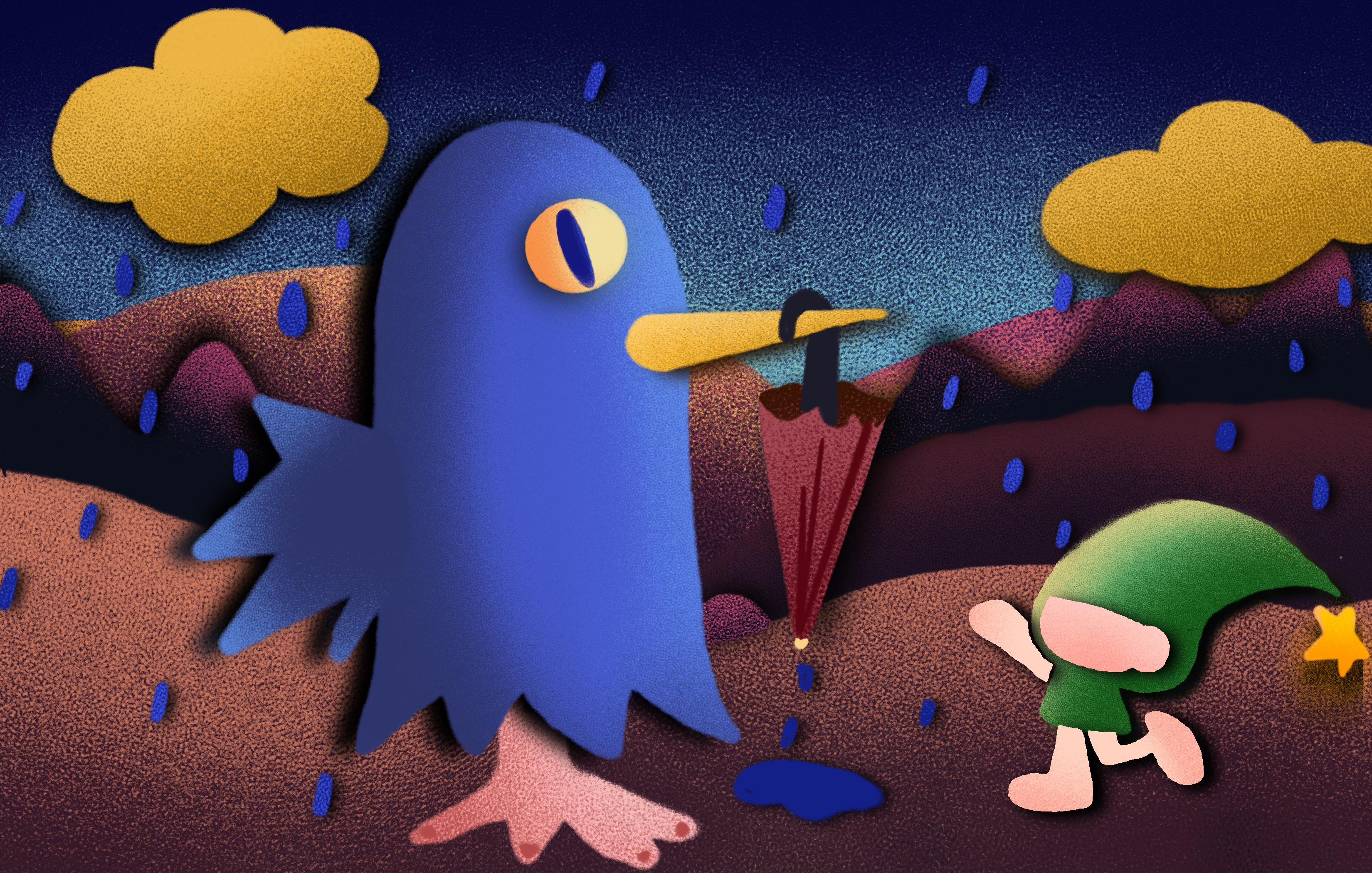 Booklet spread with green lettering