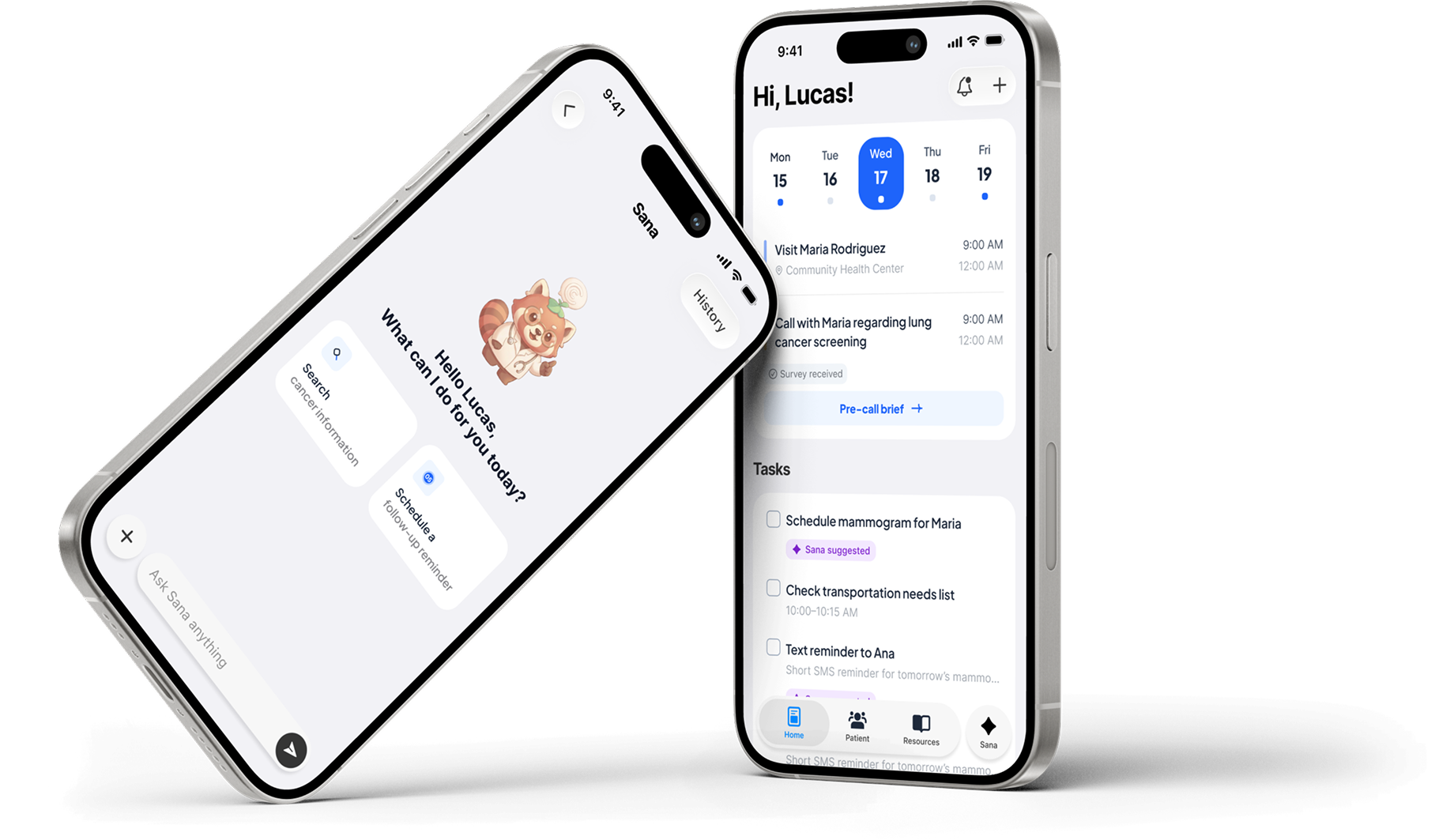 Sana mobile interface mockup