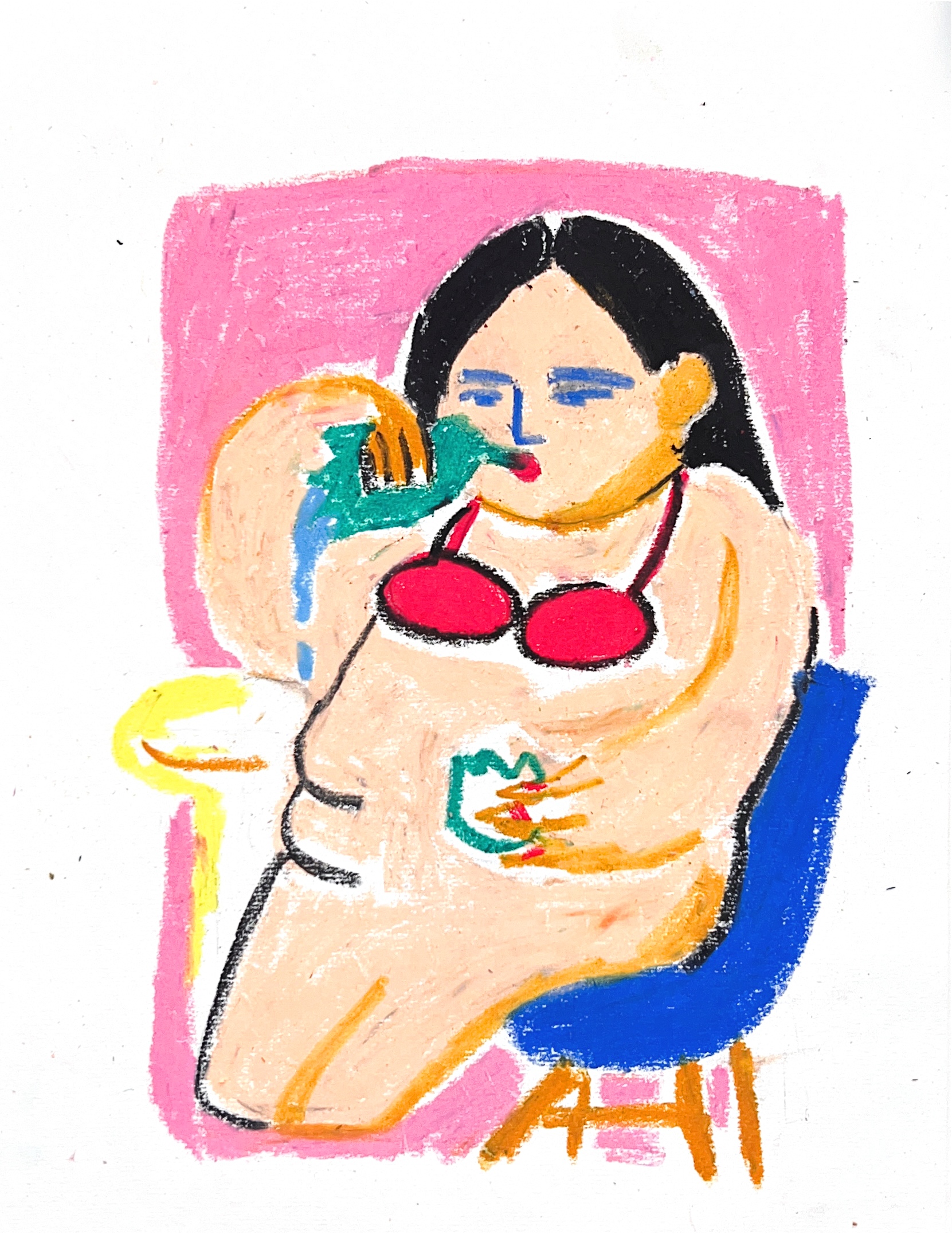 Broken heart oil pastel artwork