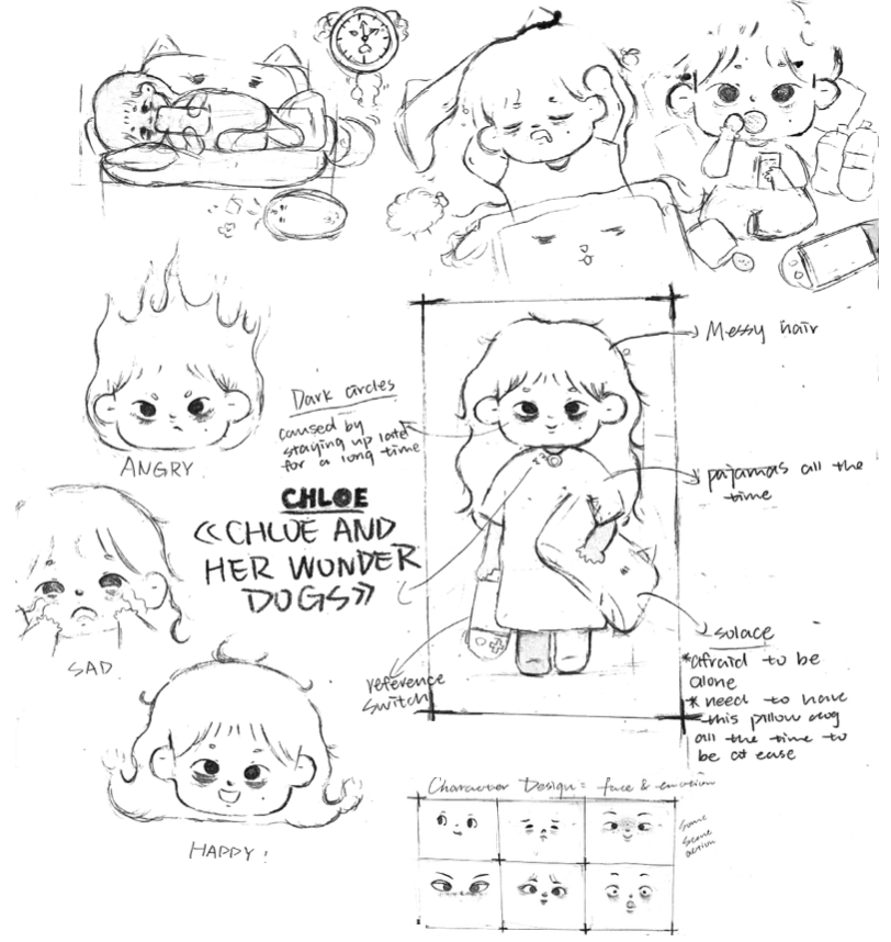 Chloe and her wonder dogs sketches