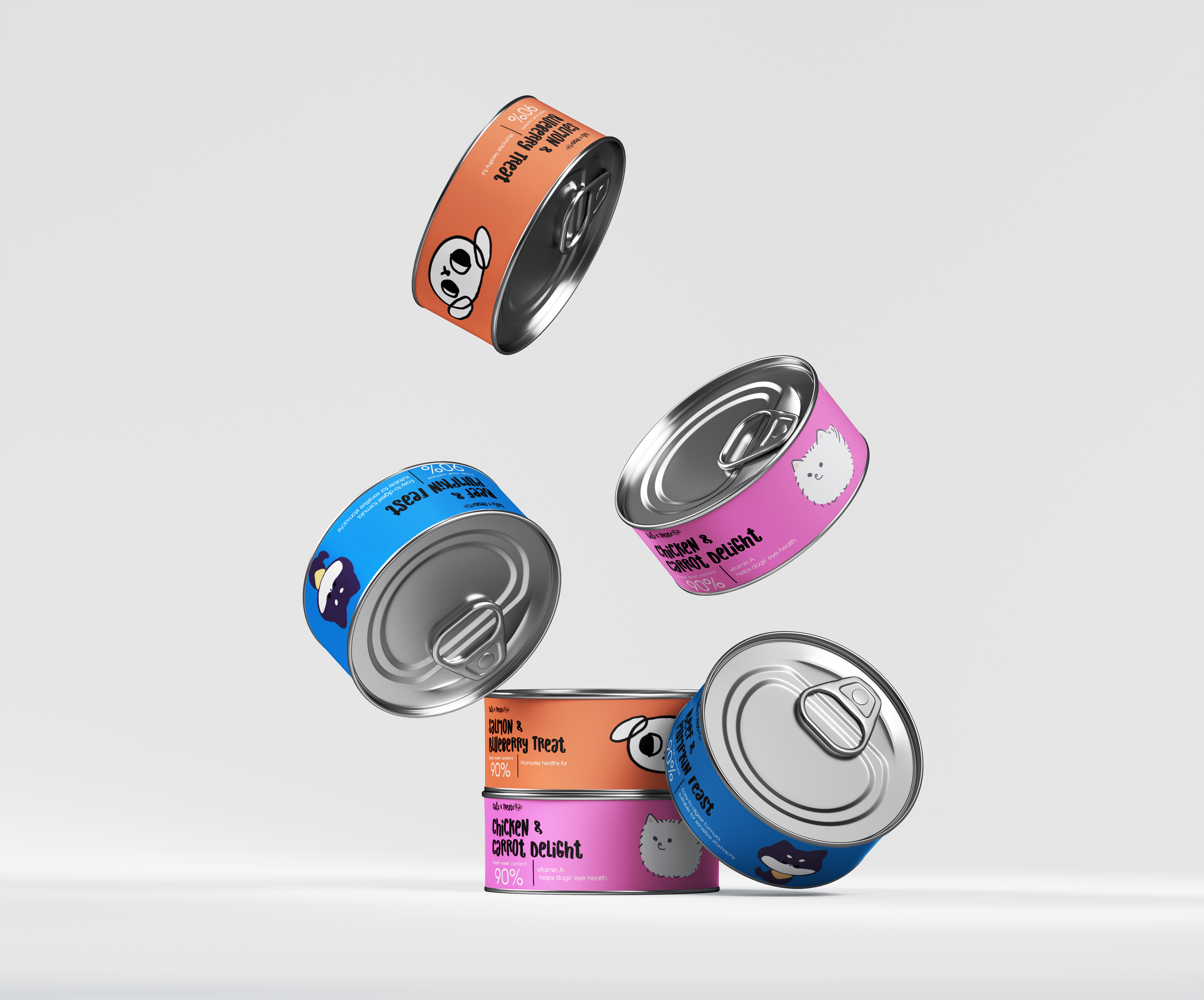 Tails and Treats canned pet food packaging